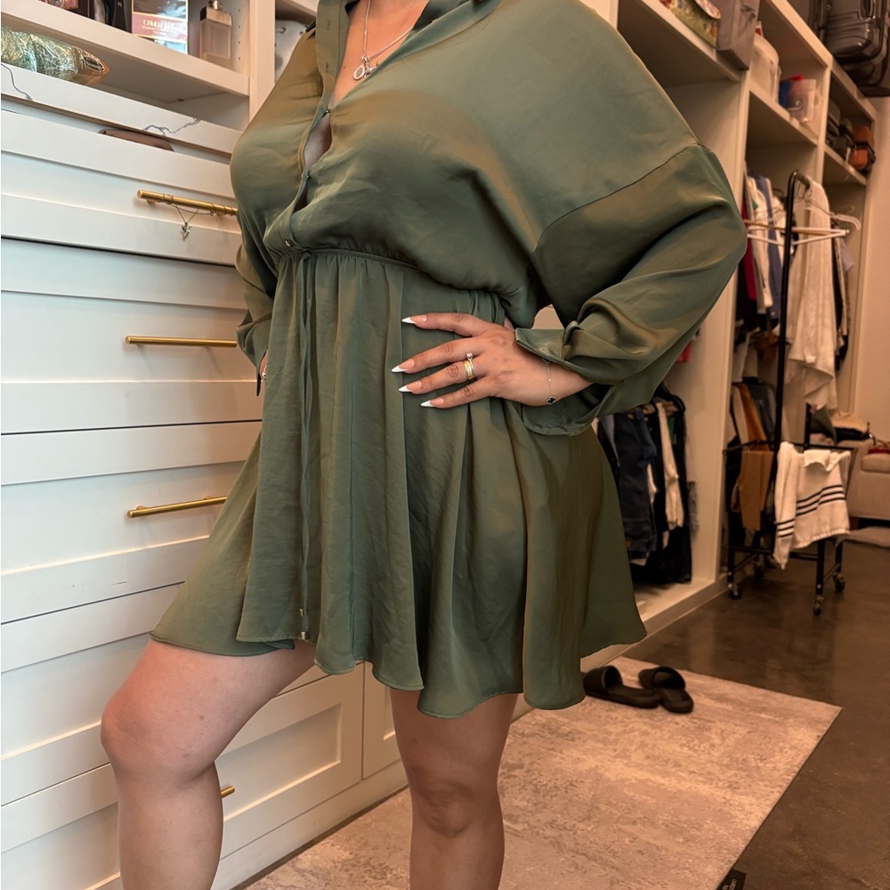 Zara Green Long Sleeve Dolman Sundress